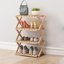 Foldable Bamboo Shoe Rack - Multi-Layer Storage Organizer for Living Room, Balcony, Porch - Stylish & Space-Saving Design - Versatile Shoe Storage Solution in Beige