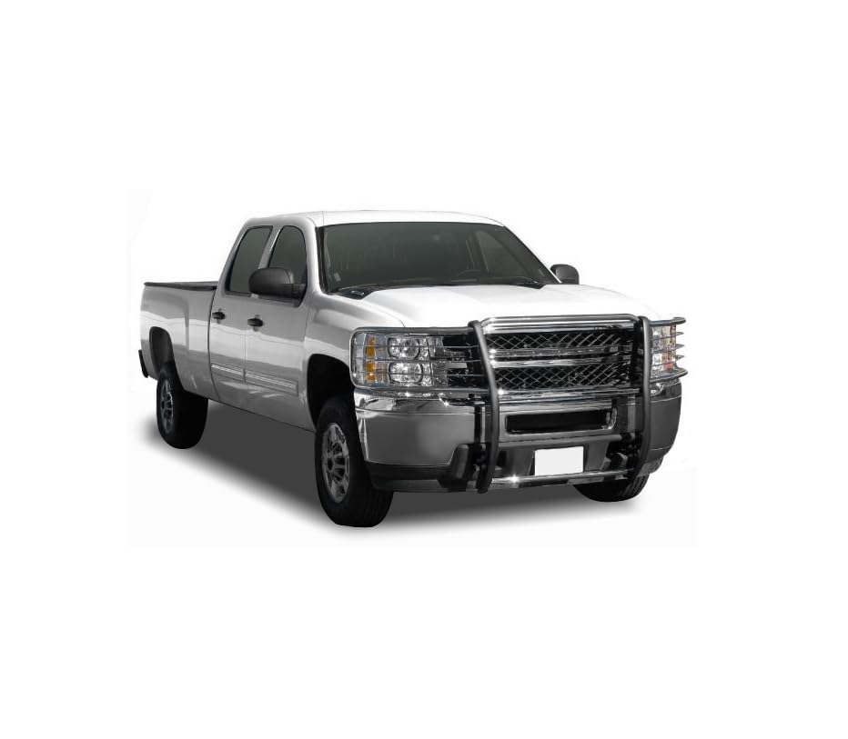 Image of Black Horse Grille Brush Bumper Guard Modular Stainless Steel Compatible with 2014-2018 Chevrolet Silverado 1500-17GT27MSS