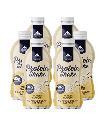 Multipower 50 g Protein Shake Vanilla - fett- und kalorienarmer Fitness Shake für den Muskelaufbau - Eiweißshake mit Vanille-Geschmack - ready to drink - 6 x 500 ml Cover