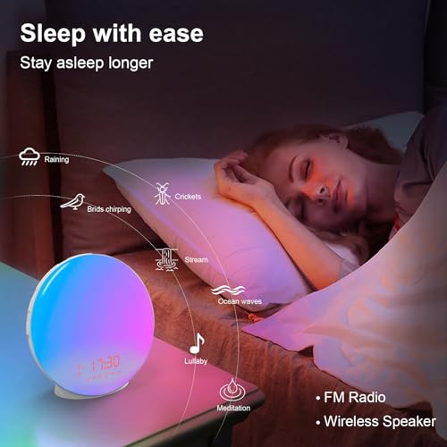 Smart-Sunrise-Alarm-Clock-Wake-Up-Light-for-Heavy-Sleepers-SunriseSunset-Simulation-Quadruple-Alarms-Natural-Sounds-Customizable-Sleep-Routines-Ideal-Present-App-No-Signup