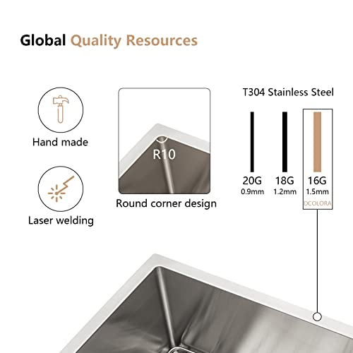 15 Drop In Bar Sink - Dcolora 15 X 20 Inch Stainless Steel Topmount Bar Prep Sink 16 Gauge With Round Corner X Grooves Single Bowl Kitchen Sink Top Above Counter Rv Camper Bar Sink Utility Basin #TOP6