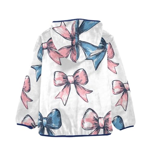 Bow Ribbon Girls Fleece Jacket Girls Fall Jacket Girls Zip Up Hoodie Girls Sherpa Jacket 2-10T2