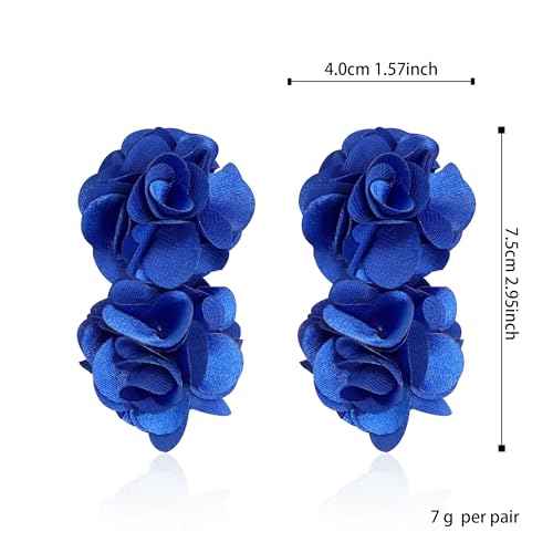 Oversized Fabric Flower Earrings for Women Statement Boho Chic Dangle Drop Earrings for Parties Weddings or Everyday Wear4