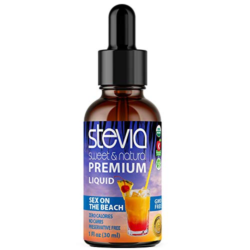 Sex On The Beach Premium Quality Stevia Drops | Organic Liquid Stevia | Best Sugar Substitute | 100% Pure Extract | All Naturally Sweet | Non-Bitter, 0 Calorie, NON-GMO, Diabetic & Keto Friendly (1oz)