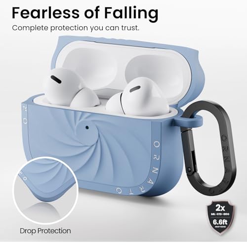 ORNARTO Vortuxe for AirPods Pro 3 Case - 2X MIL-STD Drop Protection, Liquid Silicone Shockproof Cover with Carabiner, Sleek Aesthetic Case for AirPods Pro 3rd Generation-Sky Whisper by ORNARTO - Image 3