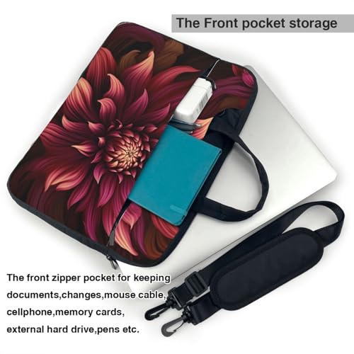 Bolso Tote para Laptop con Diseño Floral Rojo Vino miniatura 3