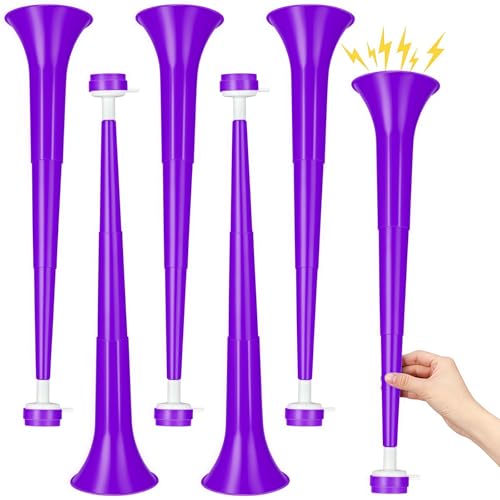 GCQJOQ 6 Pieces Stadium Horn, 21 Inch Collapsible Vuvuzela Trumpet for Sporting Events Football Carnival Party Supplies, Purple