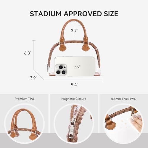 BOSTANTEN Clear Bag for Stadium Events Small Crossbody Purse Handbag with Top Handle for Concerts, Sports, Travel 5