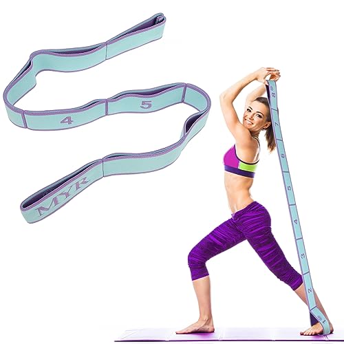 Stretching Strap with Loops, Abeillo Elastic Yoga Straps for Stretching Equipment, Stretch Band for Physical Therapy, Pilates, Yoga, Dance, Gymnastics Exercise and Flexibility