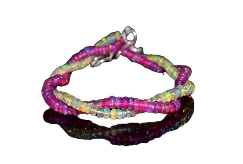 Bracelet opale argent sterling LKBEADS, mini bracelet empilable en pierres fines