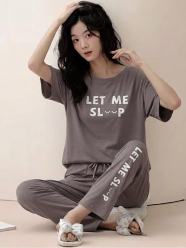 Image of SMOWKLY Women's Premium Cotton Blend Cute Print Two Piece Pj Sleepwear