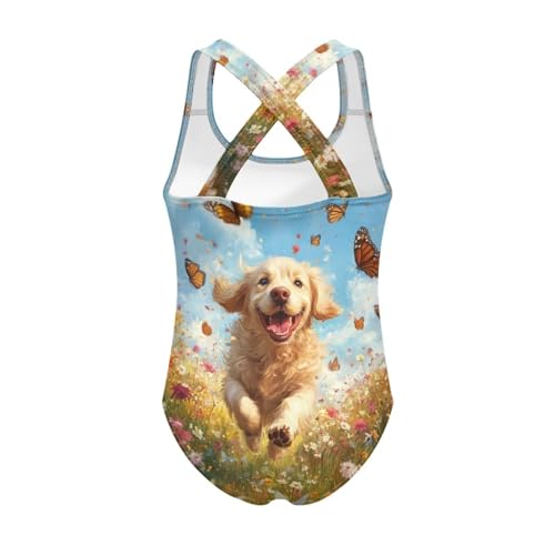 Image of One Piece Swimsuit Girls Cross-Back Bathing Suit 5-14Y Kids Swimwear Cute Swimsuits Sleeveless Bathing Suits