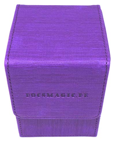 docsmagic.de Premium Magnetic Flip Box (100) Purple + Deck Divider - MTG - PKM - YGO - Kartenbox Lila