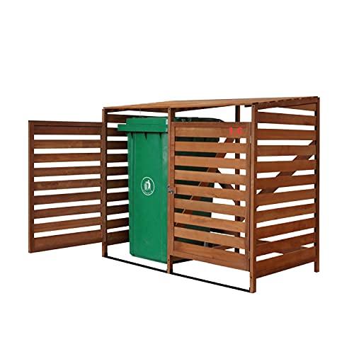 LG TRADER Double Wooden Wheelie Bin Store Outdoor Garden Lockable Latched Dustbin Cover Storage Wood Timber Shed Unit Hinged Lid