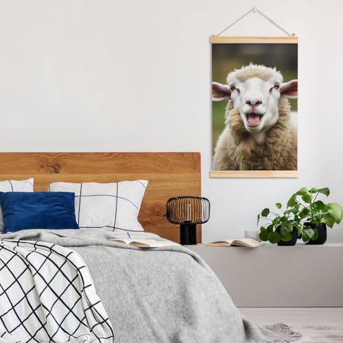 Cadre mouton rigolo pour mur vide | Toile déco prête à accrocher 91x61