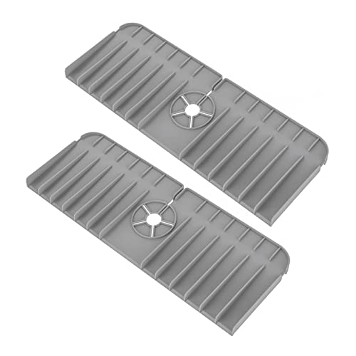 MILECN 2 STÜCKE Silikon Wasserhahnmatte, Spritzschutz Für Waschbecken, Saugfähiger Spritzfänger des Wasserhahns, Wasserhahn Trockenmatte, Zum Schutz Der Küchen Badezimmer Arbeitsplatte,Grau Cover