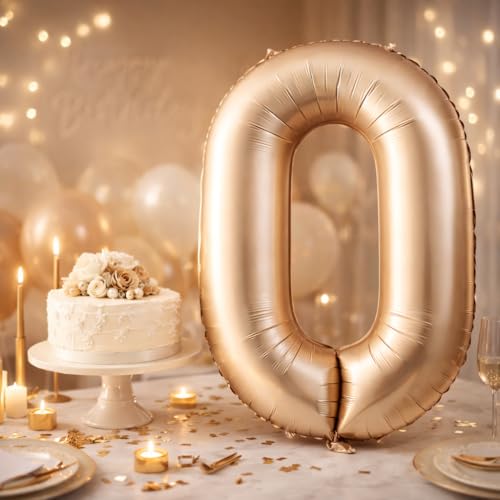 Image of WP WANNA PARTY 40 Inches Apricot Super Shape Number 0 Balloon, Foil Balloon for Birthday Anniversary, Number Balloons for Themes & Events, Birthday Supplies & Decoration, 1 Piece
