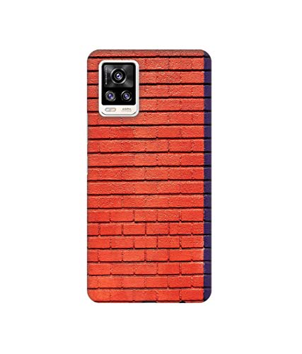 Image of Solimo Plastic Designer Red and Purple Brick 3D Printed Hard Back Case Backcase for Mobile Cover for Vivo V20