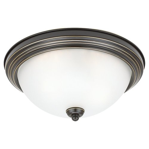 Sea Gull Lighting 79565Ble-782 3-Light Wheaton Close To Ceiling Flush Mount, Heirloom Bronze Finish With Satin Etched Glass #TOP22