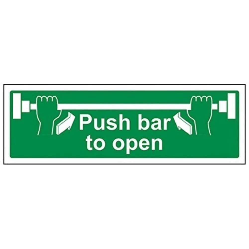 V Safety Push Bar To Open Door Sign 300x100mm Self Adhesive Vinyl