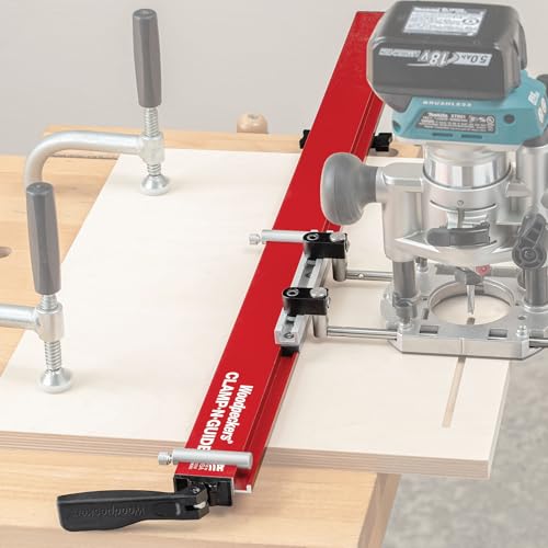 Woodpeckers Clamp-N-Guide 24" Straight Edge Clamp, Router & Circular Saw Guide Rail, Fits Most Routers, Optional Router Guide Made in USA CNG-24