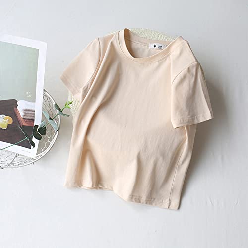 Image of KISBINI Little Girls Boys Short Sleeve T-Shirt Cotton Solid Tees for Toddlers