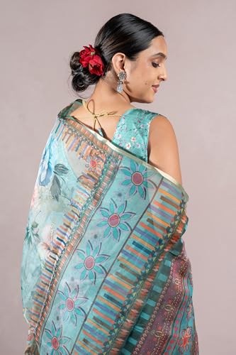 Image of MIRCHI FASHION Saree for Woman Organza Floral Printed | Lightweight Elegant Traditional Sari with Matching Blouse Piece