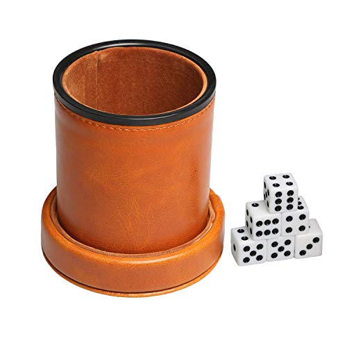 Reriver UNKNOWN Leatherette Dice Cup With Lid Includes 6 Dices, Velvet Interior Quiet In Shaking For Liars Dice Farkle Yahtzee Board Games thumb #5