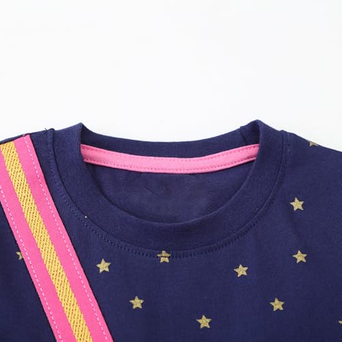 Image of HILEELANG Toddler Girl Short Sleeve Easter Dress Cotton Casual Jersey Shirt Playwear Applique Dress