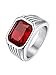 Bestyle Anello Acciaio Inossidabile Uomo, Anello Uomo Argento con Pietra Rubino, Anello Ragazzo Maschio con Misura IT 17 Circonferenza 57mm, Idee Regalo per Anniversario. immagine
