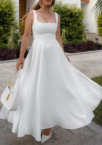 SHINFY Women's Summer Sleeveless Maxi Dresses Square Neck A-line Tank Dress Flowy Beach Vacation Sundress2