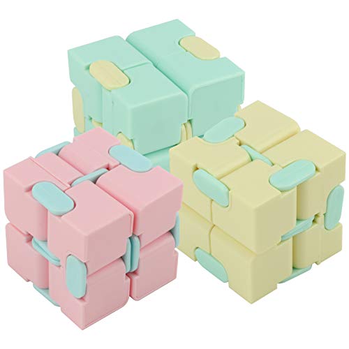 Alomejor Cube, 3pcs 40mm Plastic Matte Decompression Flip Toy for Adults Kids Office Home, Pocket Fidget Puzzle Cube
