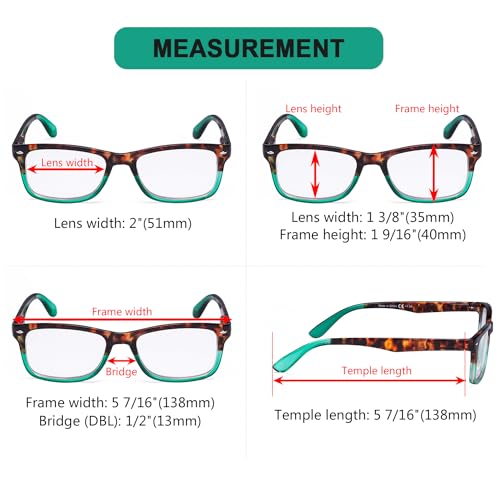 Image of Eyekepper Classic Vintage Style Reading Glasses Tortoise /Green +2.50