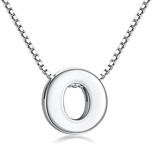 CANDYFANCY O Initial Necklace 925 Sterling Silver Letter Pendant Personalized 26 Alphabet Necklace for Women Men Gift with 18  Box Chain