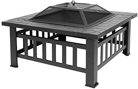 HGPZ gt9-ly Portable Courtyard Metal fire Bowl with Accessories, Suitable for Camping, Outdoor Heating, Campfire Picnic Black