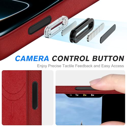 Image of SHIELDON Genuine Leather Case for iPhone 17 Pro 6.3 inch 2025, Retro Red