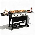 36 Inch Outdoor Flat Top Gas Propane Griddle with 5 Burners 50,000BTU,Powder Coated Steel Portable Gas Grill with Side Shelves for BBQ,Camping,Backyard