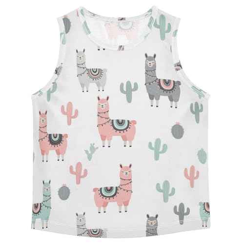 J JOYSAY Llama Cactus Colorful Boys Tank Top Sleeveless Muscle Shirts Quick Dry Workout Sport Active Kids T-Shirts 3-15T