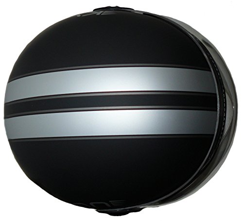 Jethelm H730-XL mit 2 Visieren matt-schwarz mit Silberstreifen im Pilotendesign