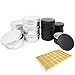 Lata de Aluminio de 12 Piezas con Tapas de Rosca, PUDSIRN 6 Piezas de 250 ml de Plata y 6 Piezas de latas de Aluminio Redondas Negras de 150 ml Envases cosméticos vacíos con 1 Pegatinas