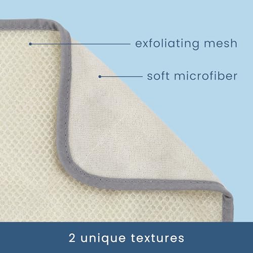 S&T INC. Exfoliating Washcloths, Dual Sided for Face and Body Scrub Towel, 9.9 Inch x 9.9 Inch, Grey, 3 Pack