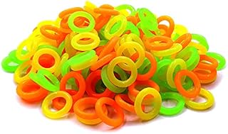 ZXUEZHENG 150 Pack Elasticity Silicone Soft Stitch Ring Markers for Knitting Crochet Etc, (Small Size for Needle Sizes 0-8, Orange, Yellow, Green)
