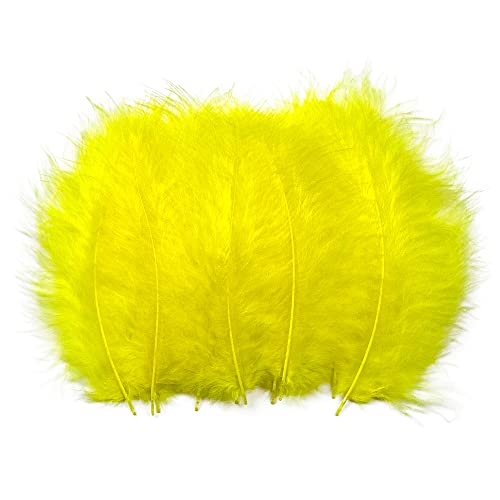 200Pcs 4-6 Inches Fluffy Turkey Marabou Feathers For Crafts Dreamcatcher Fringe Trim Colored Feathers Accessories Pack (Yellow) #TOP17