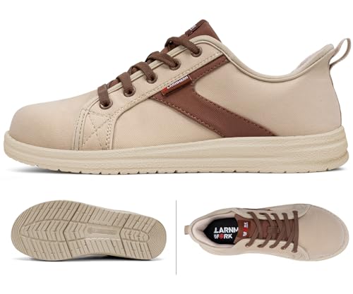Image of LARNMERN Slip On Steel Toe Shoes Women Work Walking Sneakers Skate Hands Free Safety Tennis Shoes