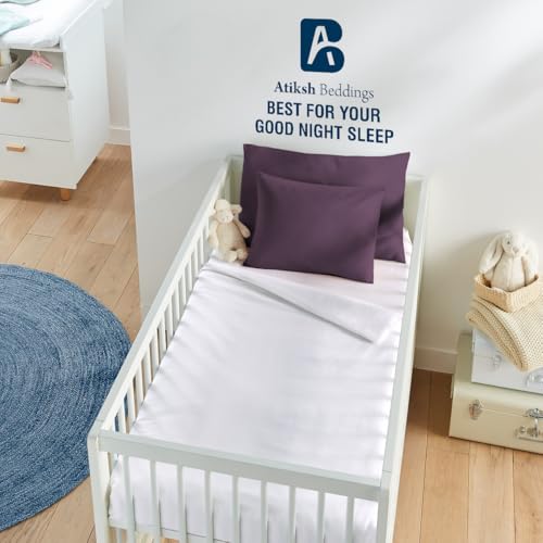Image of Atiksh Beddings Pack of 2 13x18 Inch Toddler Travel Pillow Cases - 100% Soft Egyptian Cotton, 600 Thread Count with Zipper Closure for Small Travel Pillowcase Cover, Plum
