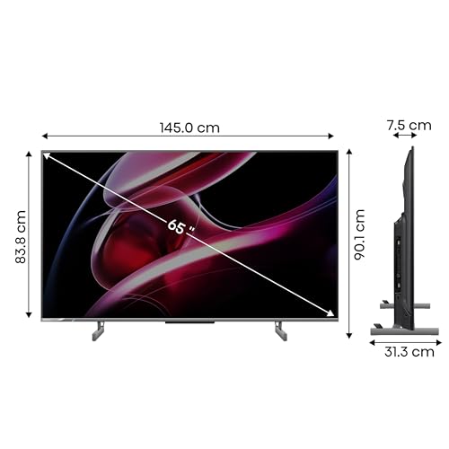 Image of Hisense 164 cm (65 inches) 4K Ultra HD Smart QLED Google TV 65U6K (Grey)