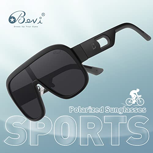 Bevi Sunglasses Polarized UV Protection with Flexible Lightweight Frame Oversize Shield Sunglasses for Men Women3