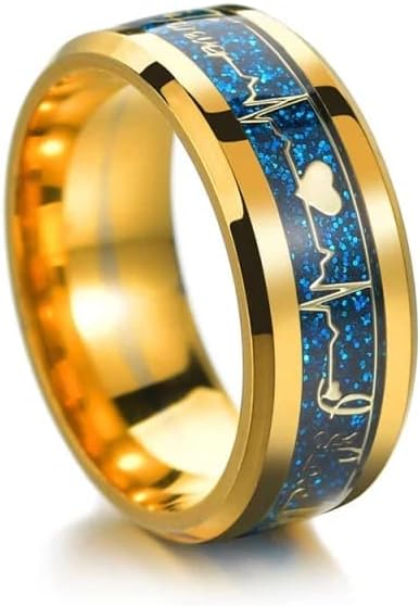Heartbeat ECG Ring Stainless Couple Rings Paired Ring Jewelry Gift for Women Men Wedding Ring (PACK OF 1)