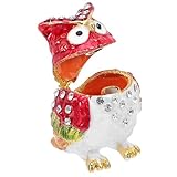 BESPORTBLE Caja Joyero Búho con Incrustaciones de Piedras Brillantes Caja Organizadora de Joyas Forma de Animal Adorno Decorativo Elegante para Escritorio Regalo para Mujer y Niña Color