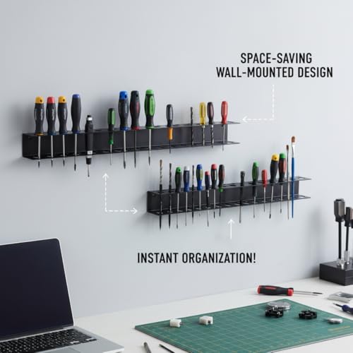 Porte-outils mural robuste en métal à trous double taille - 5